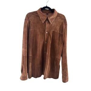 Danier Suede Shacket Cognac Snap Front Western Unisex Broken-In Luxe